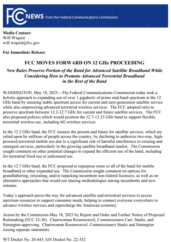 美國(guó)FCC通過(guò)了12GHz / 60GHz 頻段新規(guī)則(圖4)