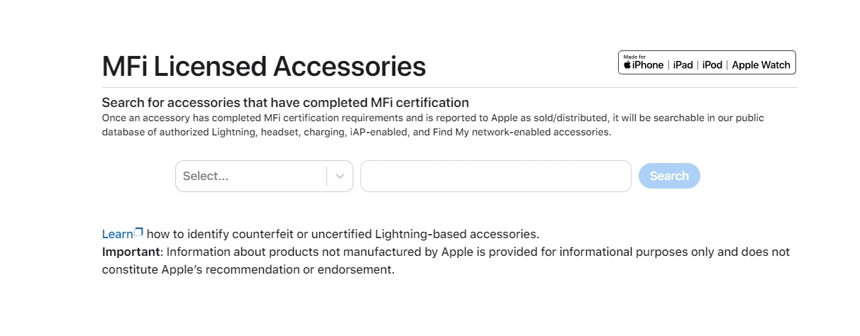 蘋果MFi認證如何查詢？(圖1)